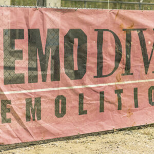 Demolition banner featuring the name "Demo Diva" prominently displayed, emphasizing branding in the construction industry.
