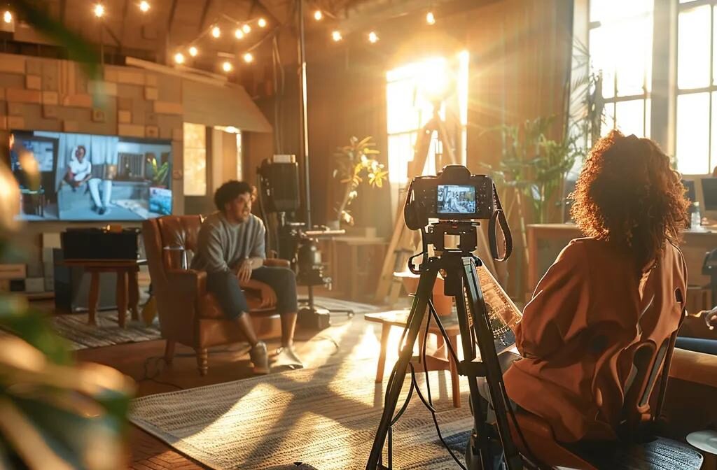 a builder hosting a live q&a session on social media, engaging with an attentive audience while encouraging user-generated content and online community participation.