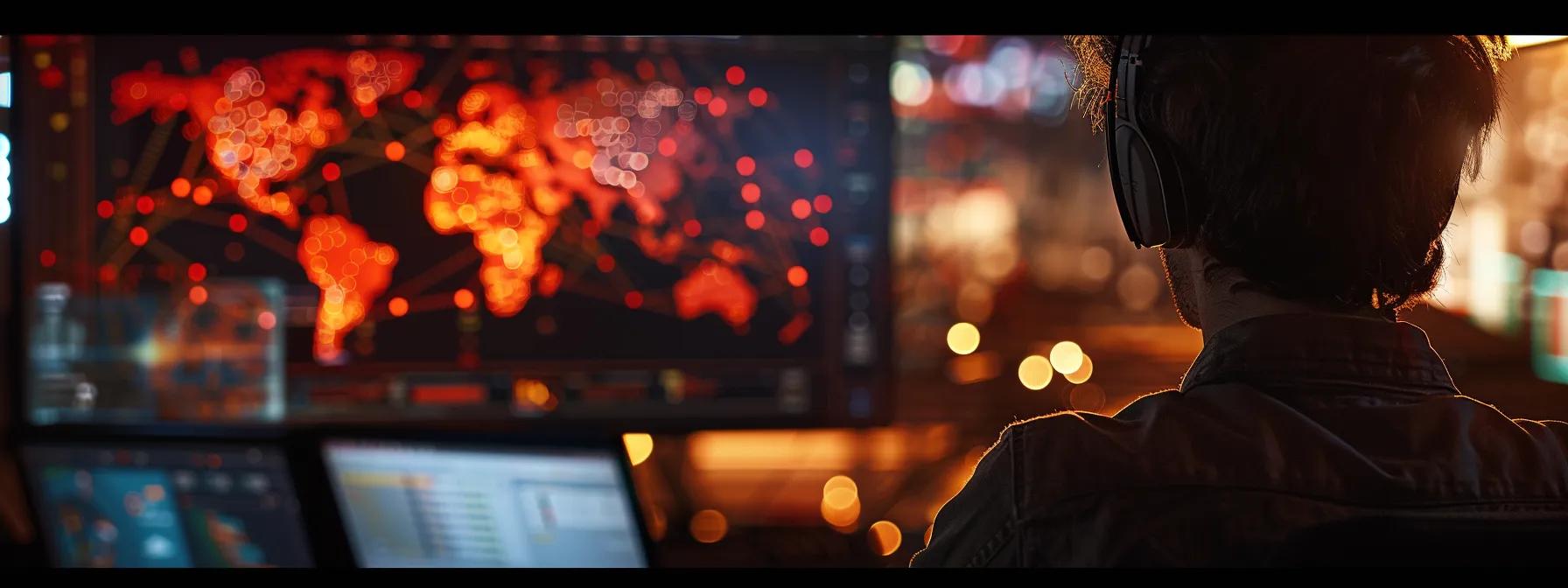 a person analyzing a detailed graph showing online advertising kpis on a computer screen.