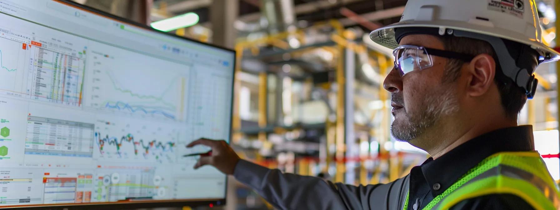 a construction company reviewing seo audit results on a computer screen, surrounded by charts and graphs representing ongoing optimization strategies.