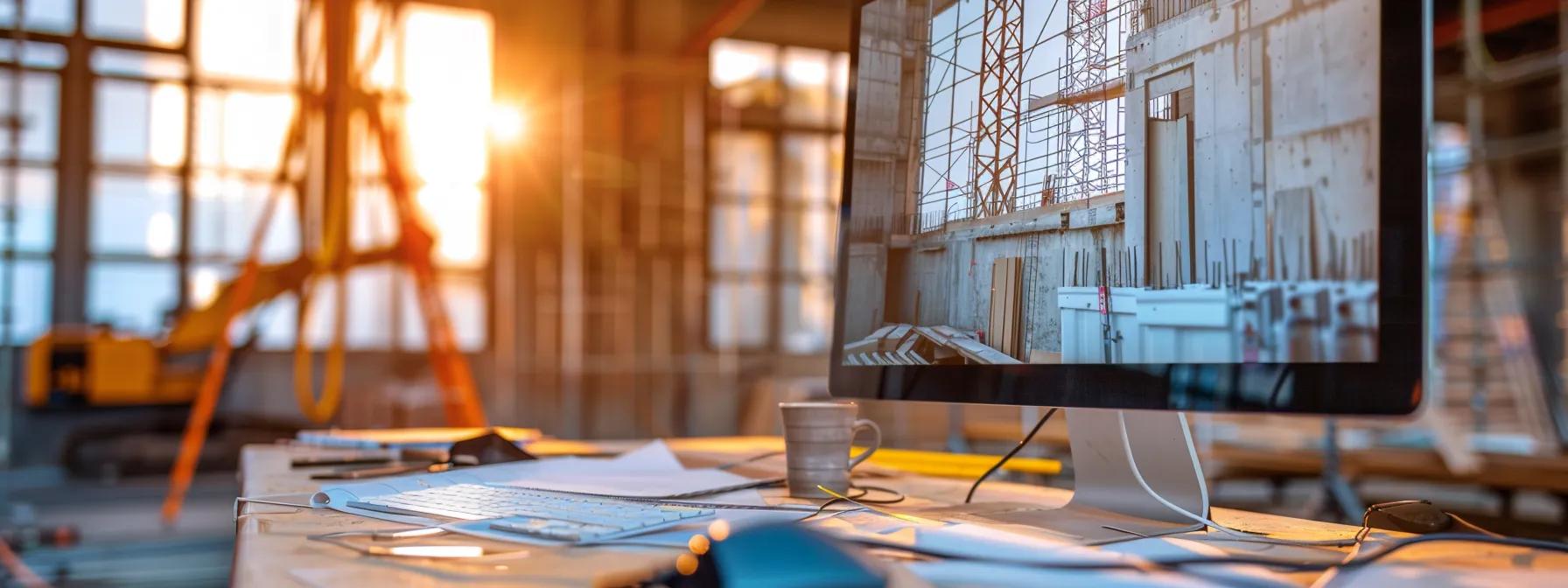 a construction company's google business profile displayed on a computer screen, showcasing numerous positive customer reviews and high ratings from satisfied clients.