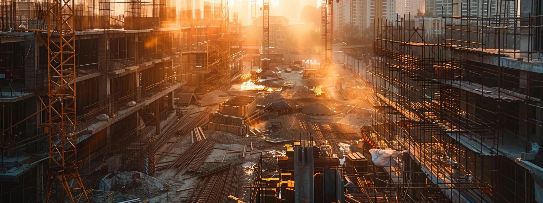 a construction site with a sleek, modern design and fast-loading website, showcasing effective seo strategies in action.