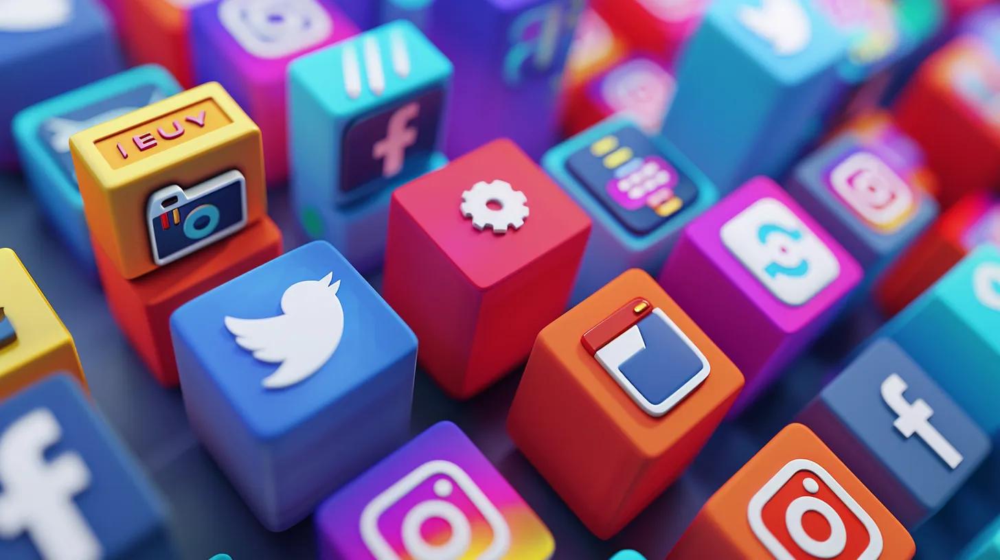 a vibrant digital landscape showcases interconnected social media icons and sleek analytics graphs, symbolizing the dynamic and cohesive online brand identity essential for successful market presence.