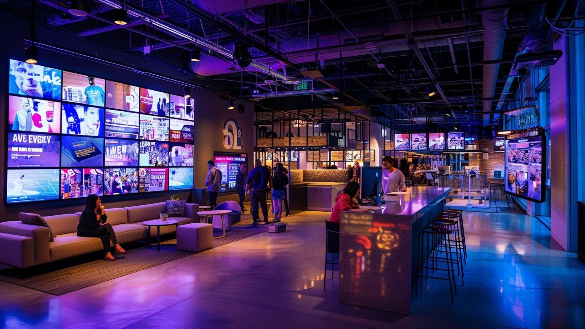 a dynamic urban office setting featuring a diverse group of professionals engaged in a vibrant brainstorming session, surrounded by modern branding elements and digital screens showcasing innovative strategies for enhancing employer branding.