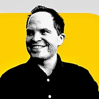 Portrait of Tim Seims, host of the Build Perspectives Podcast, discussing construction technology and innovation against a vibrant yellow background.