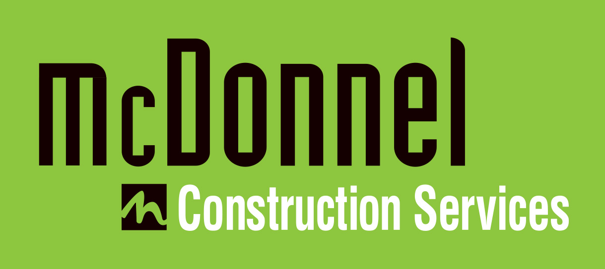 McDonnel logo on a vibrant green background, featuring "Construction Services" to emphasize marketing solutions for the construction industry.