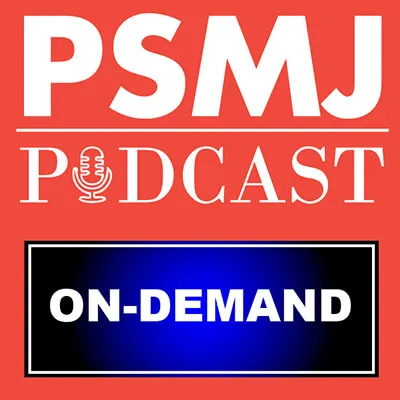 PSMJ Podcast logo featuring the title "PSMJ PODCAST" in bold white letters on a red background, with a microphone graphic and a black "ON-DEMAND" banner, relevant to construction industry insights and project management discussions.