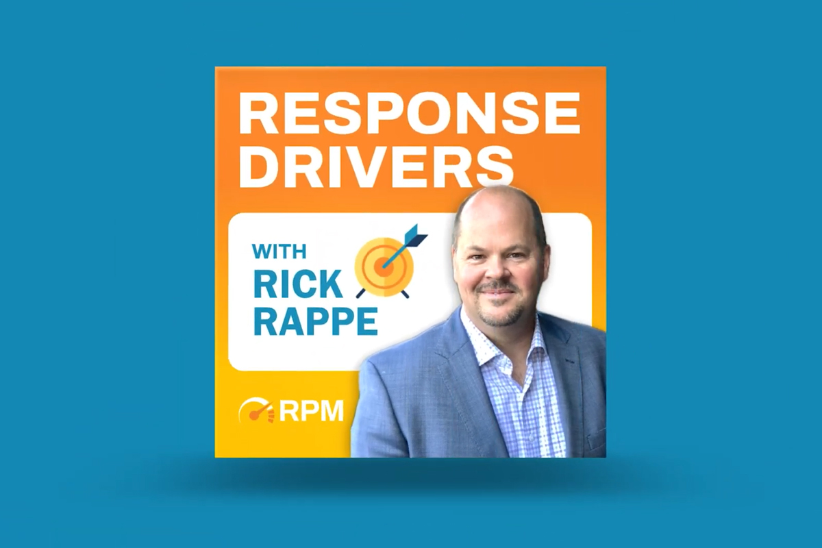 Response Drivers podcast cover featuring host Rick Rappe discussing branding strategies for construction firms.